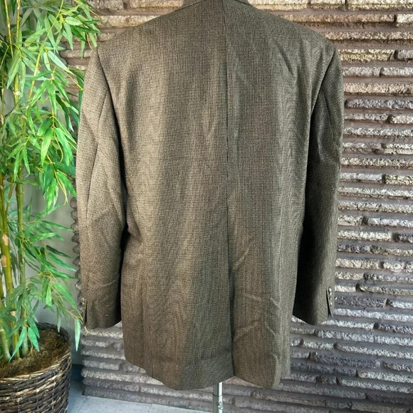 Chaps Men's Brown Mini Houndstooth Check Blazer Sportscoat Size 48L - Picture 4 of 8